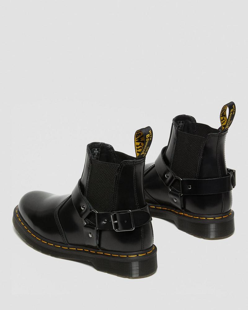 Black Men's Dr Martens Wincox Smooth Leather Buckle Boots | CA 458VRW